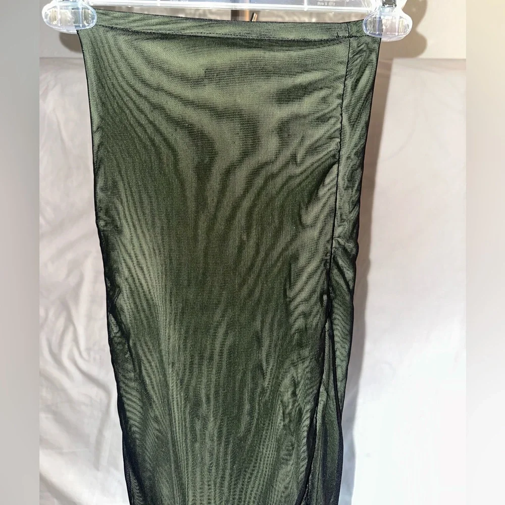 Vintage Sheer Green and Black Jumpsuit with Contrasting Trippy Swirl Lining M/L - Picture 13 of 16